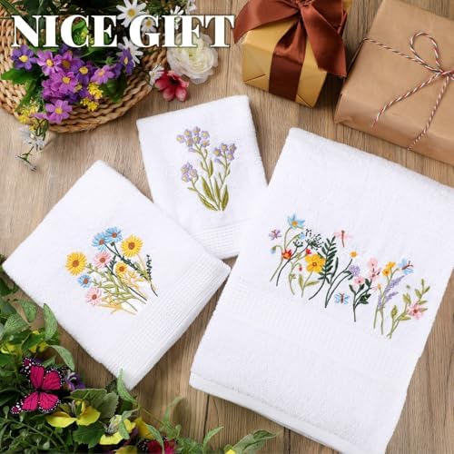 Moukeren 3 Pcs Spring Wildflower Bathroom Towel Set