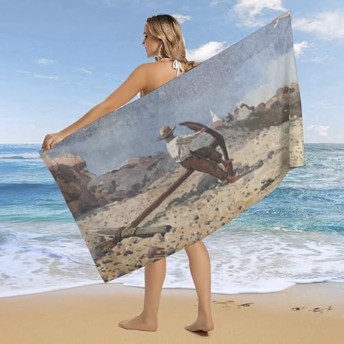AMEIZHUB Large Beach Towel with Anchor Design
