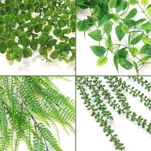 Dremisland 4 Pack Artificial Hanging Plants with Pots