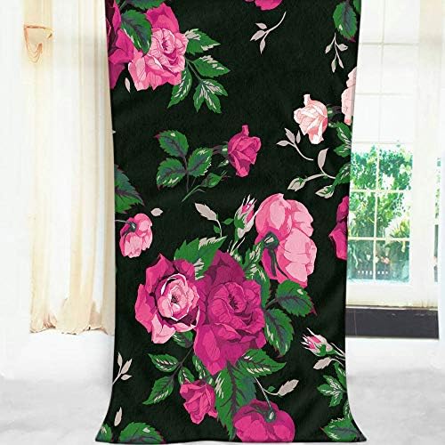 Moslion Comfy Bath Towel Red Rose Flower Pattern