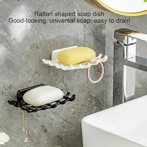 Erice Rattan Soap Dish with Hook Black