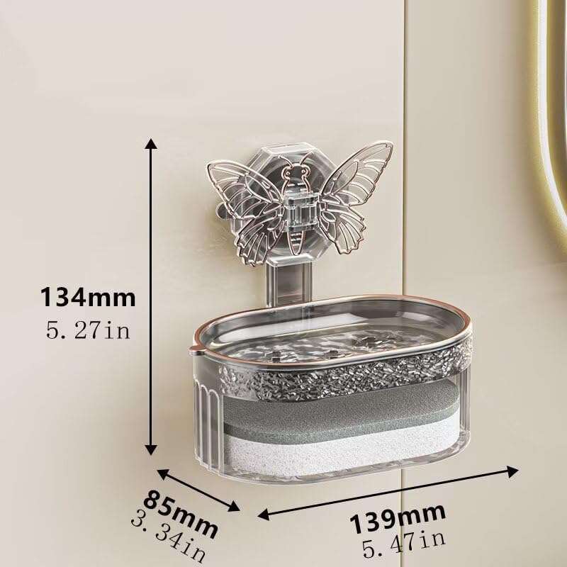 FABEILAI Butterfly Suction Cup Soap Dish - Gray