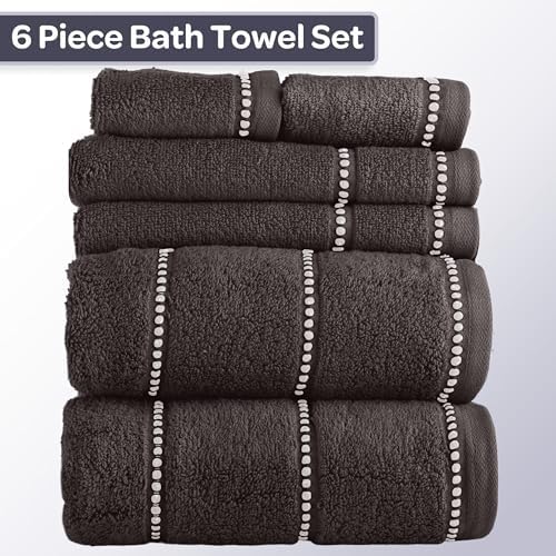 Lavish Home 6 Piece Towel Set - Charcoal Gray 1