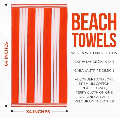 Superior Oversized Cotton Beach Towel Set of 2