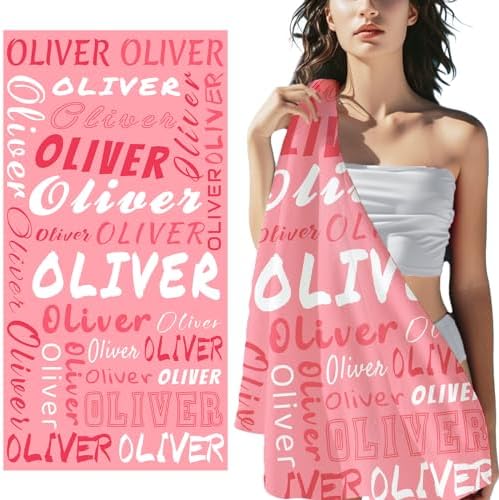 PUREFLY Personalized Beach Towel with Name - Pink