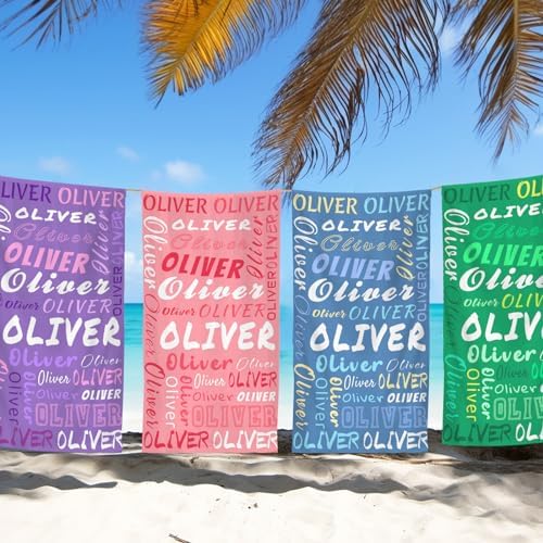 Personalized Beach Towel with Name Custom Dark Blue