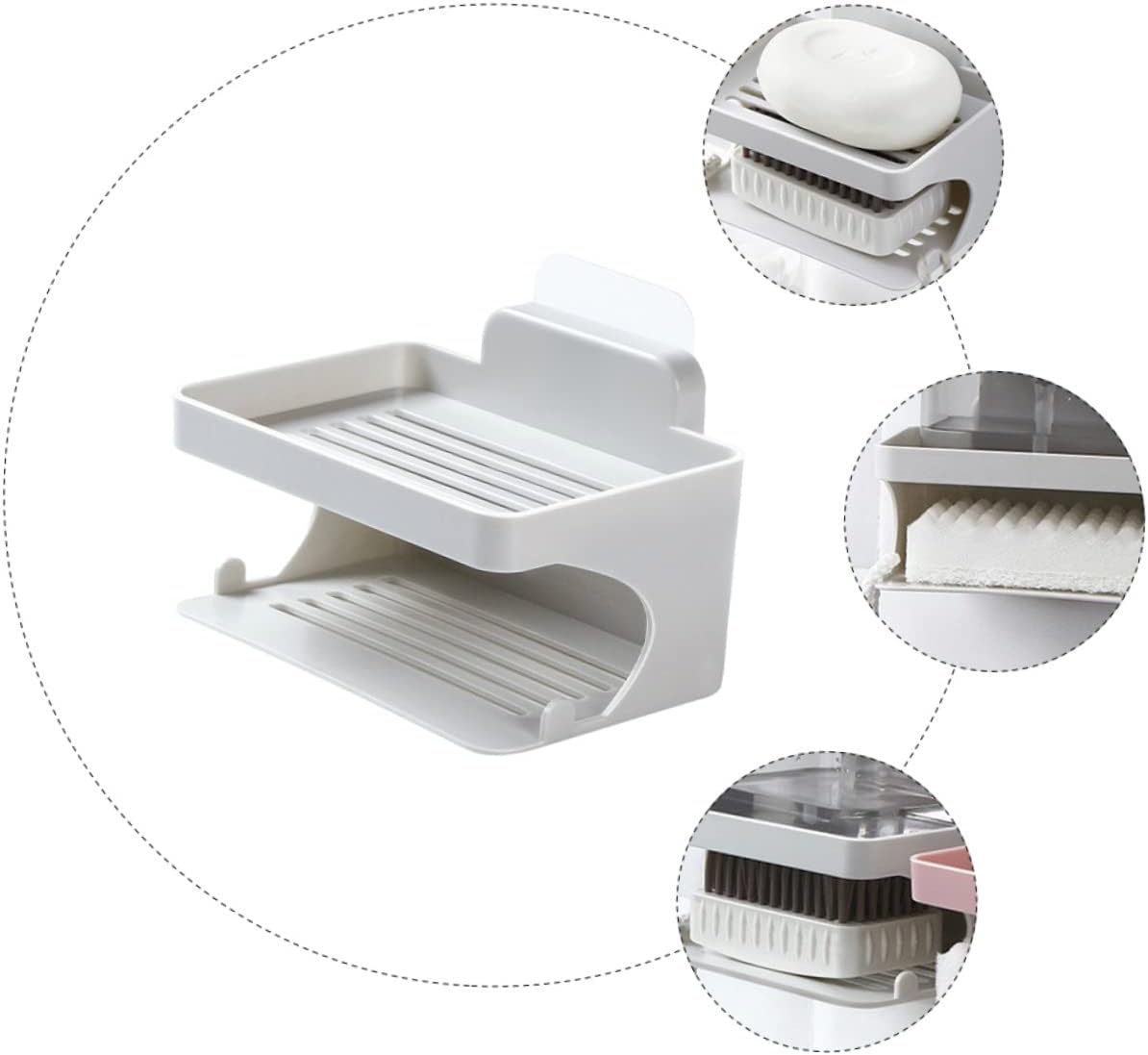 ABOOFAN Double Layer Hanging Soap Rack for Bathroom