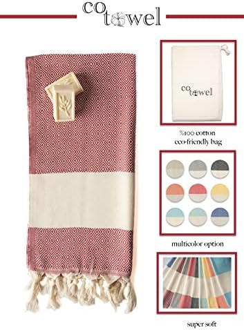 Cotowel Turkish Hand Towels with Travel Bag Set of 2