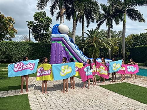 Custom Beach Towel - Retro Style Personalized Pool Swim Travel Blanket