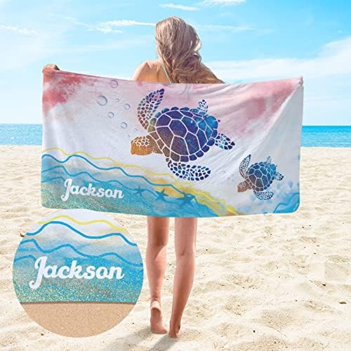 Personalized Sea Turtle Beach Towel with Name 1