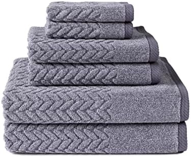 TexereSilk Organic Cotton Jacquard Towel Set - 650 GSM 6 Piece