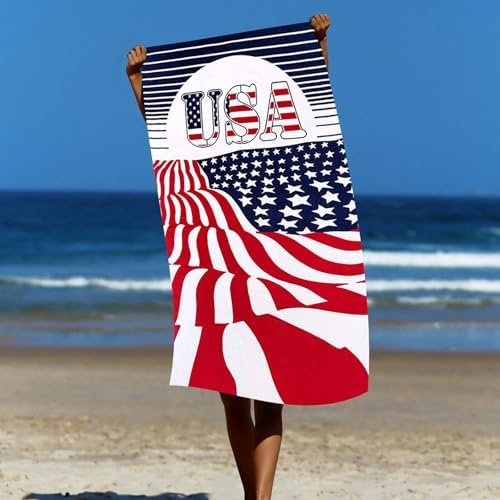 Lovskoo 4th of July Microfiber Beach Towel 27x55in