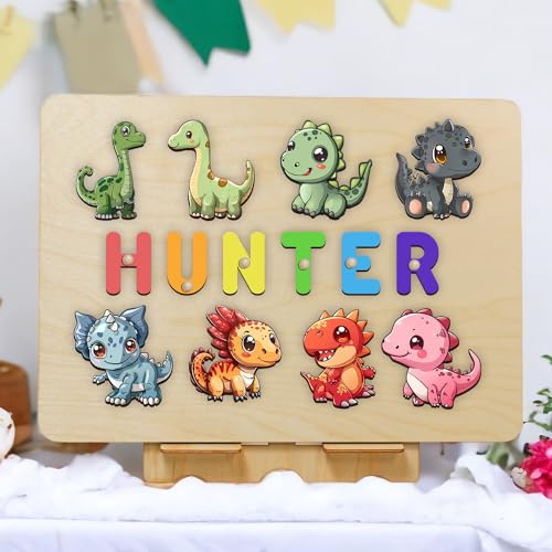 Personalized Wooden Dinosaur Puzzle Montessori Toy