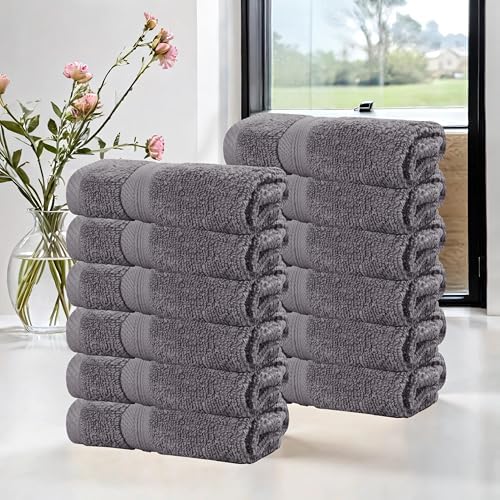 Superior 12-Piece Cotton Face Towel Set Grey