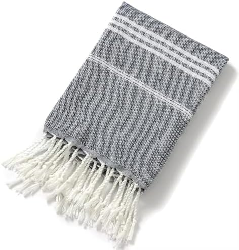 Turkish Cotton Beach Towel with Tassels - Quick Dry Lightweight 1