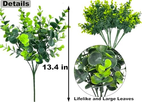 Thinktral Artificial Flowers for Outdoors 16 Pcs UV Resistant Fake Plants