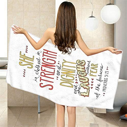 Moslion Bible Verse Bath Towel - She Is Clothed in Strength