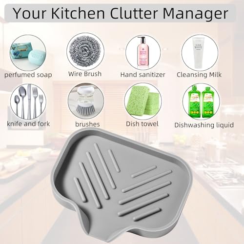 MERAIJIN Silicone Soap Dish with Drain Spout - Gray 47x39