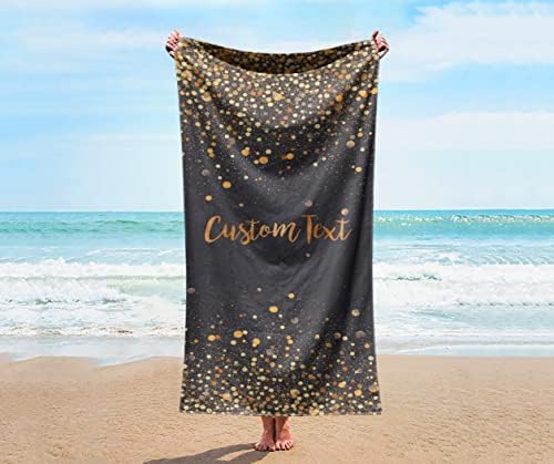 Custom Beach Towel - Glitter Gold Print with Name Initials