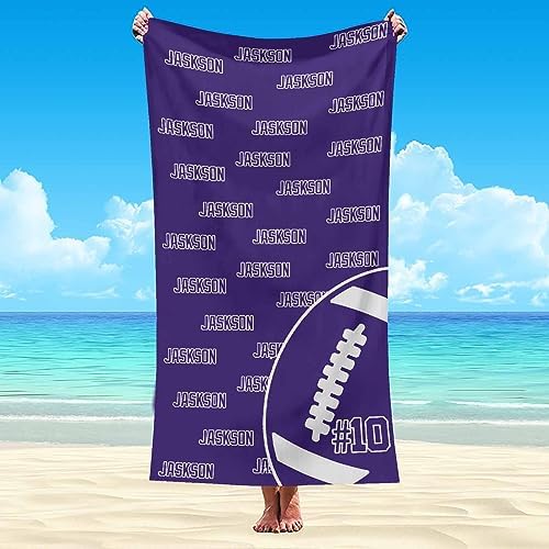 Artsadd Personalized Dark Purple Rugby Beach Towel