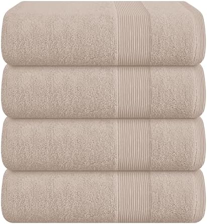Belizzi Home 4 Pack Bath Towel Set 27x54 Tan