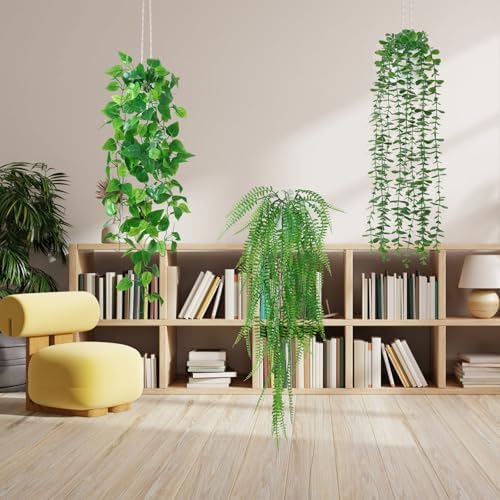 Dremisland 4 Pack Artificial Hanging Plants with Pots