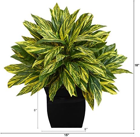 Nearly Natural 18in Tradescantia Artificial Plant in Black Metal Planter