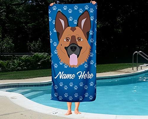 Personalized German Shepherd Beach and Bath Towels - Large Medium