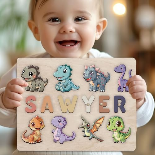 Personalized Wooden Dinosaur Puzzle for Kids