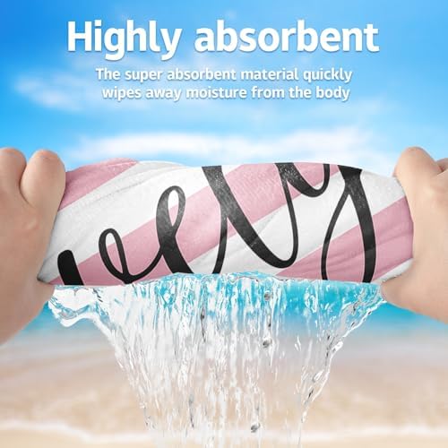 Customized Beach Towel with Name for Adults Kids Quick Dry Sand Free