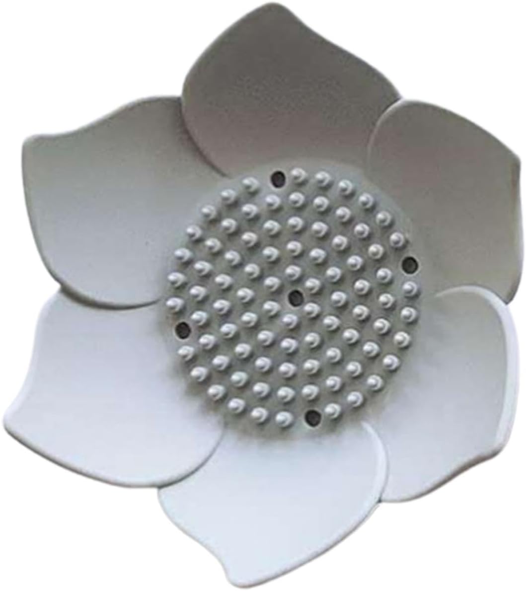Lotus Flowers Soap Dish - Non-Slip Silicone Holder with Drain