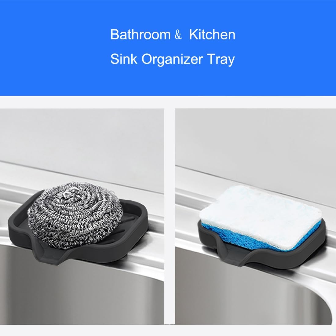 Metopets Sponge Holder with Drain Spout - Black 47 x 36
