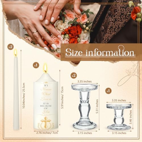 MTLEE 3 Unity Candles with Candle Holder for Wedding Ceremony 1