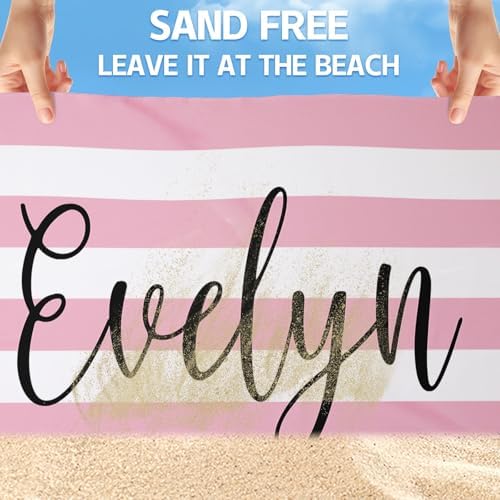 Customized Beach Towel with Name for Adults Kids Quick Dry Sand Free