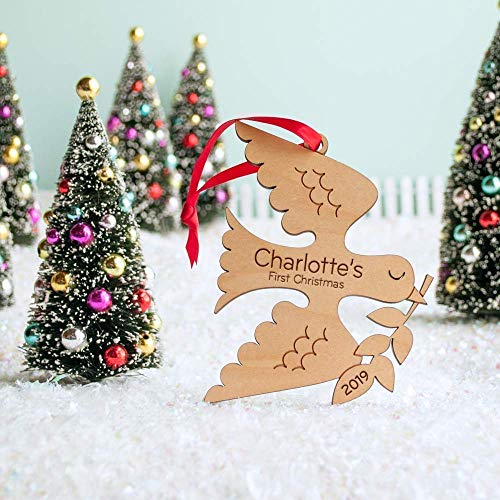 Graphic Spaces Peace Dove Ornament Personalized Babys First Christmas 2024