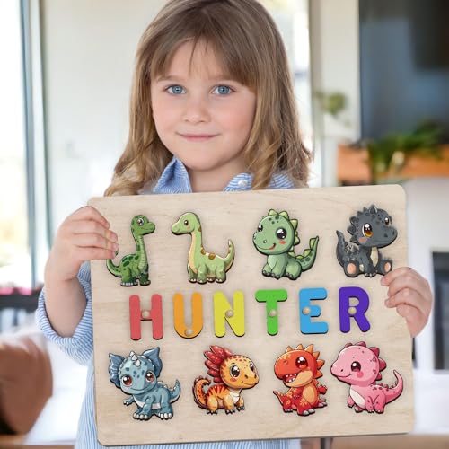 Personalized Wooden Dinosaur Puzzle Montessori Toy