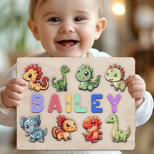 Personalized Wooden Dinosaur Puzzle Montessori Toy 1