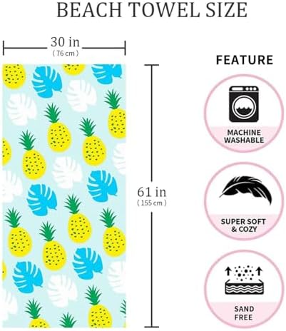 VEBERO Oversized Beach Towel 30x60 Inch Quick Dry