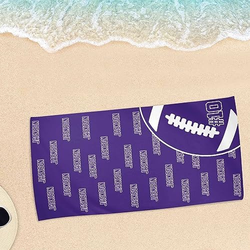 Artsadd Personalized Dark Purple Rugby Beach Towel