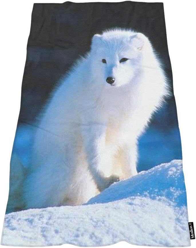 Moslion Snow White Arctic Fox Bath Towel 64x32 Inches