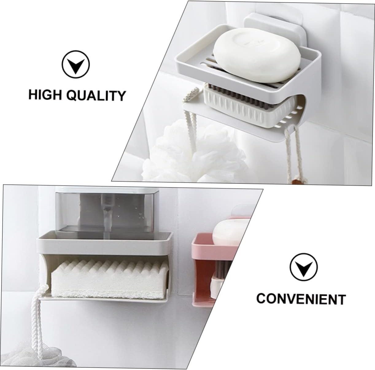 IMIKEYA Double Layer Soap Rack for Bathroom and Kitchen
