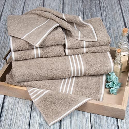 Lavish Home 8-Piece Cotton Towel Set in Taupe