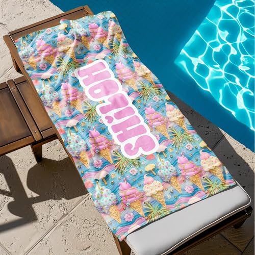 Custom Beach Towel with Ice Cream Pattern