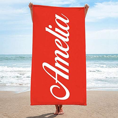 Personalized Microfiber Beach Towel with Name - Turquoise 31x51 Inches