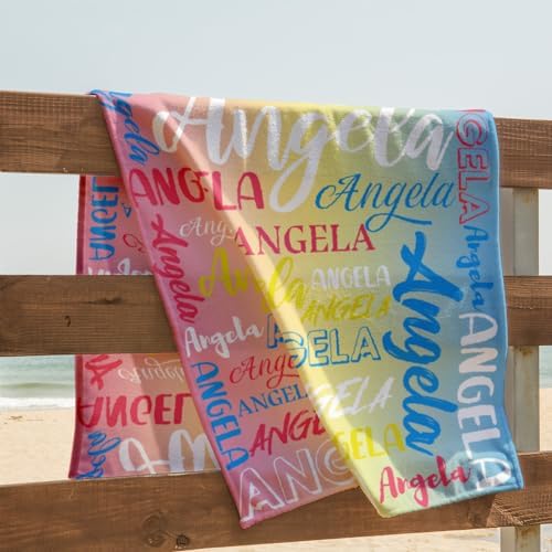 Personalized Beach Towel with Name for Kids and Adults