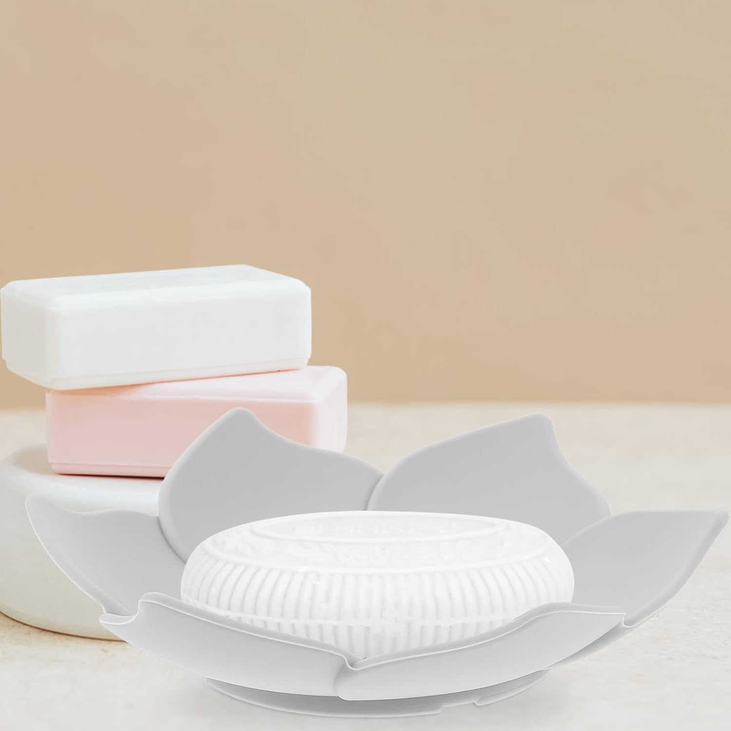 WESIEVYA 2Pcs Flower Soap Holder Drainage Design for Kitchen Hotel Bathroom Use