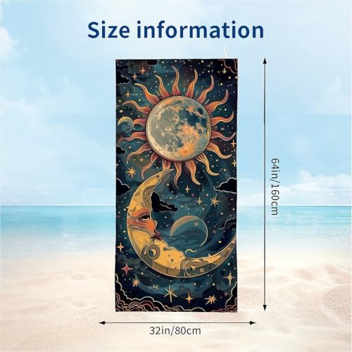 Day and Night Moon Sun Fluffy Beach Towels 32x64 Inch