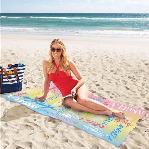 Personalized Beach Towel with Name for Kids and Adults