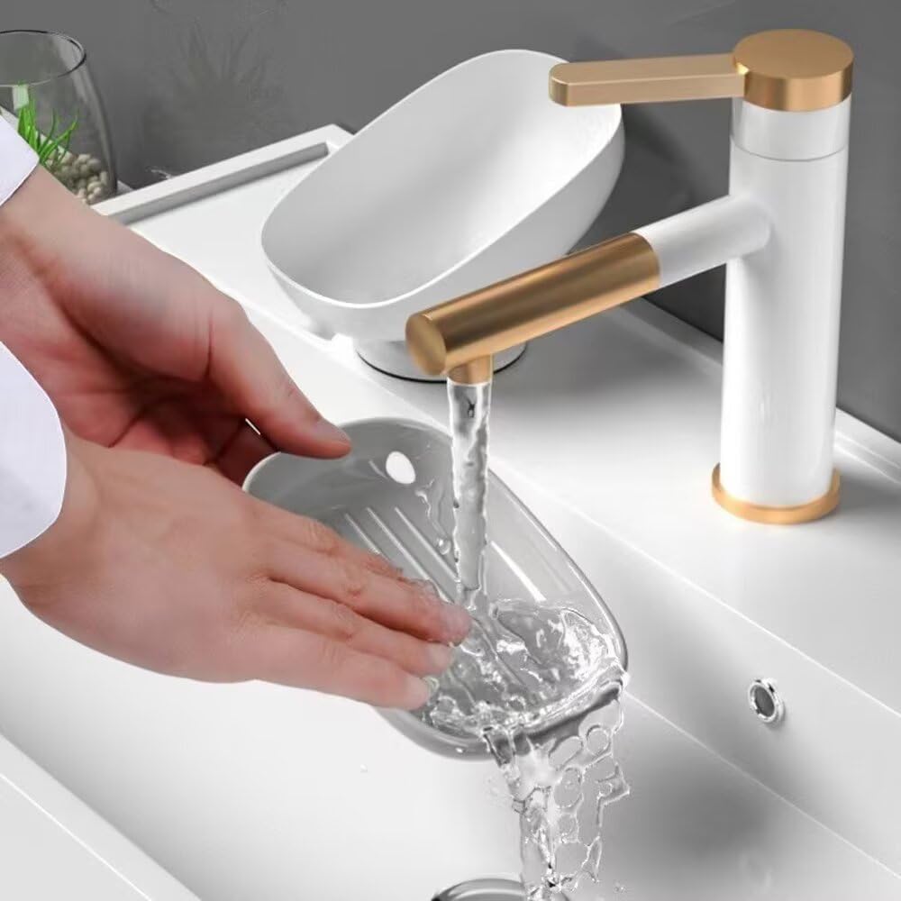 FABEILAI Suction Soap Holder Self Draining No Drilling Gray