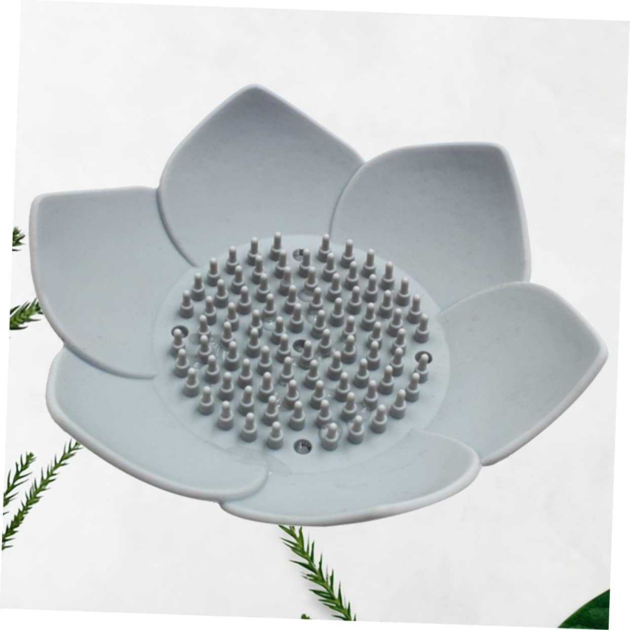 Healifty Grey Silicone Flower Soap Dish Holder 1